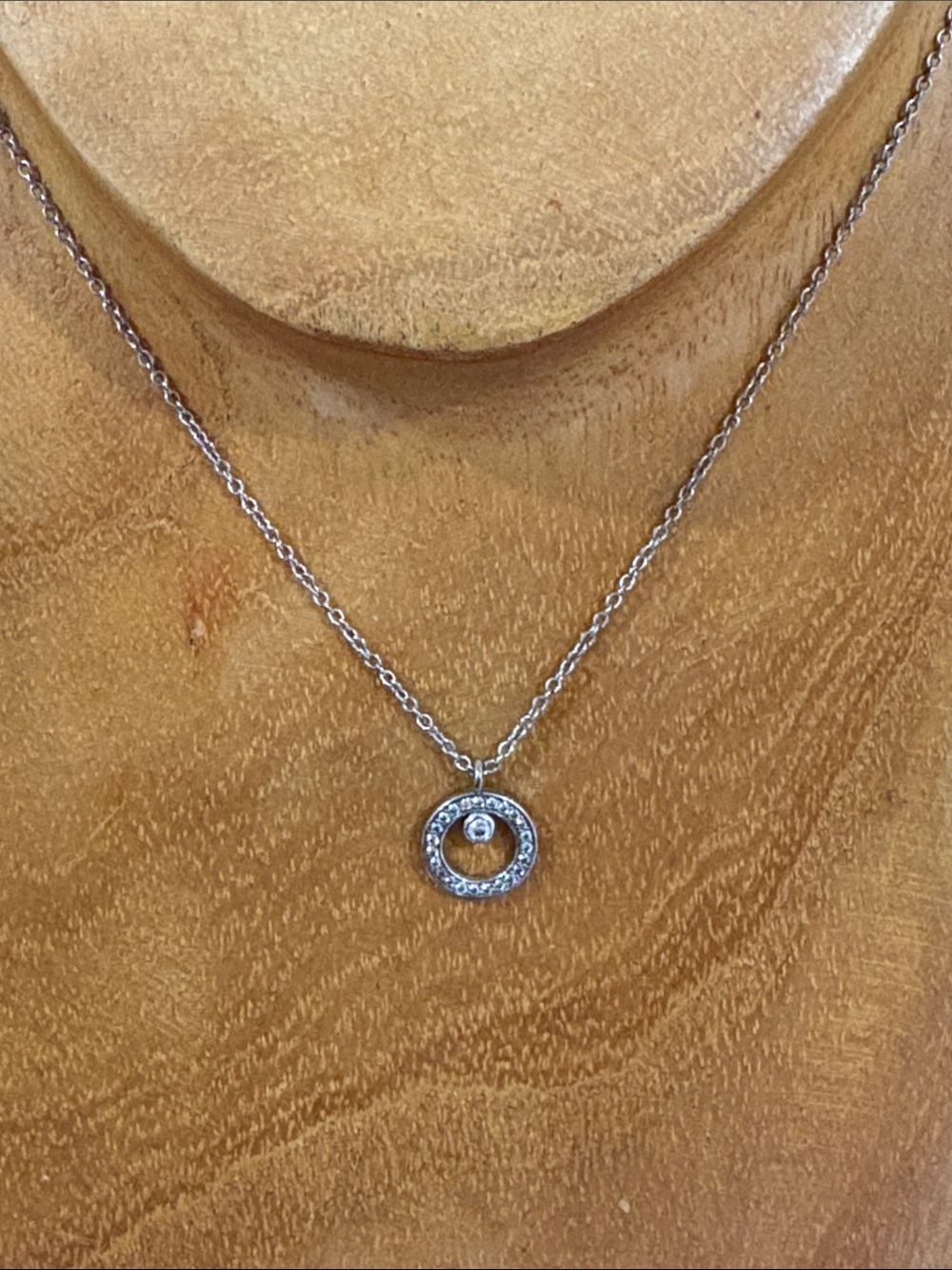Sterling Silver Circle Pendant Necklace with White Sapphires. Hespera Nordstroms